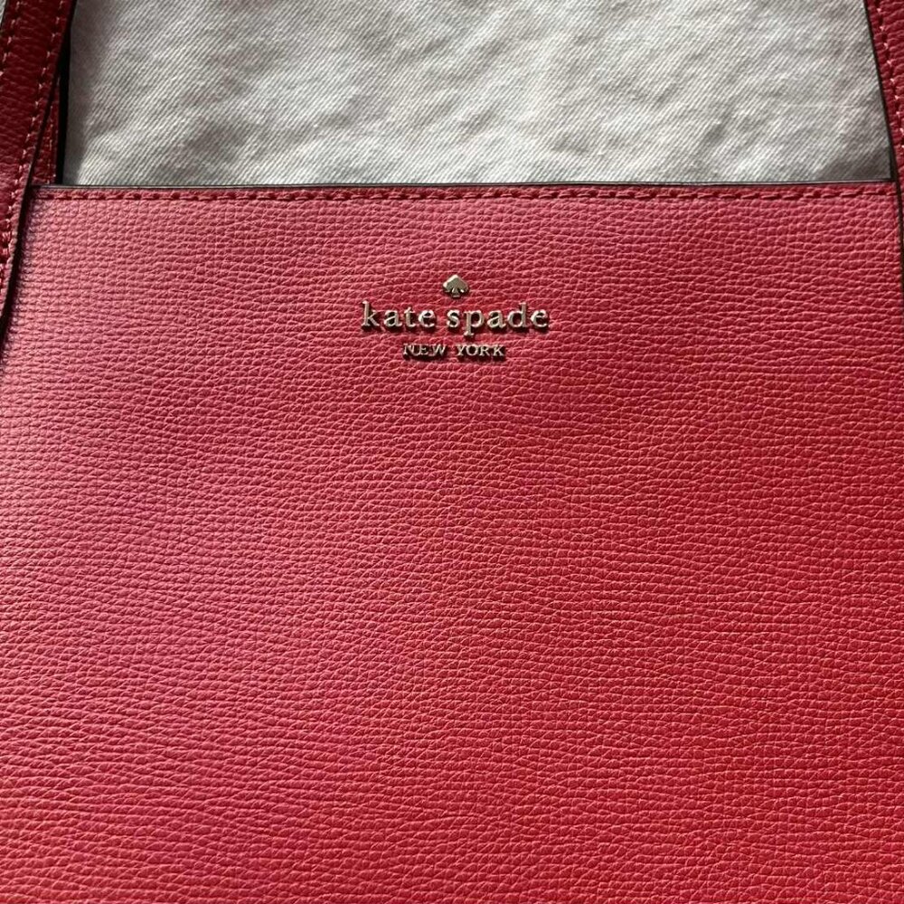 NWOT Kate Spade Red Cara Large Pebbled Leather Zip-Top Tote – US One Size - Picture 11 of 11